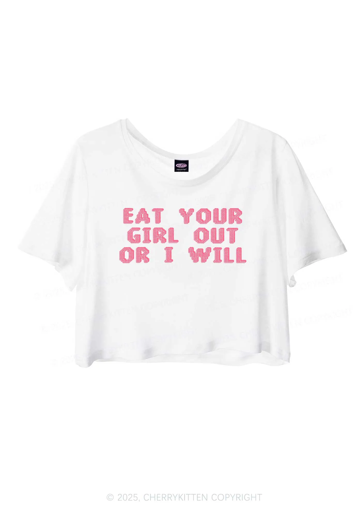 Eat Your Girl Out Pride Y2K Sheer Crop Tee Cherrykitten