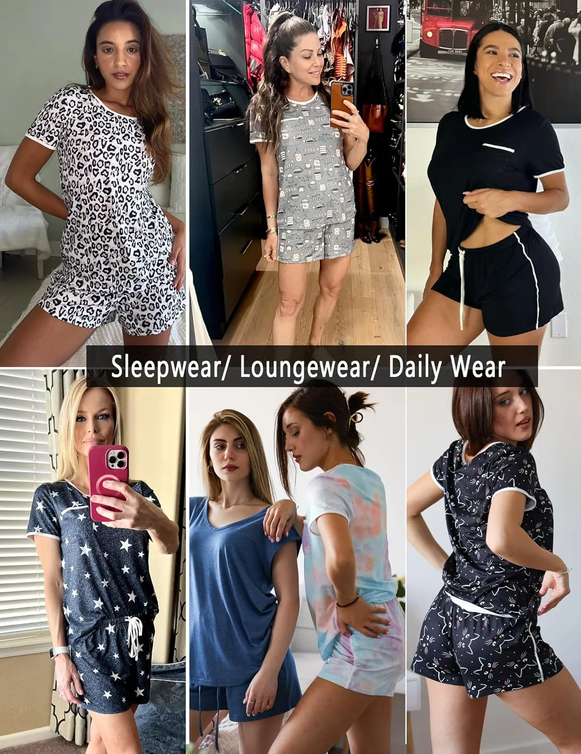 Ekouaer Pajama Set for Women 2 Piece Lounge Set Short Sleeve Tops and Shorts Soft Sleepwear, Chest Pocket