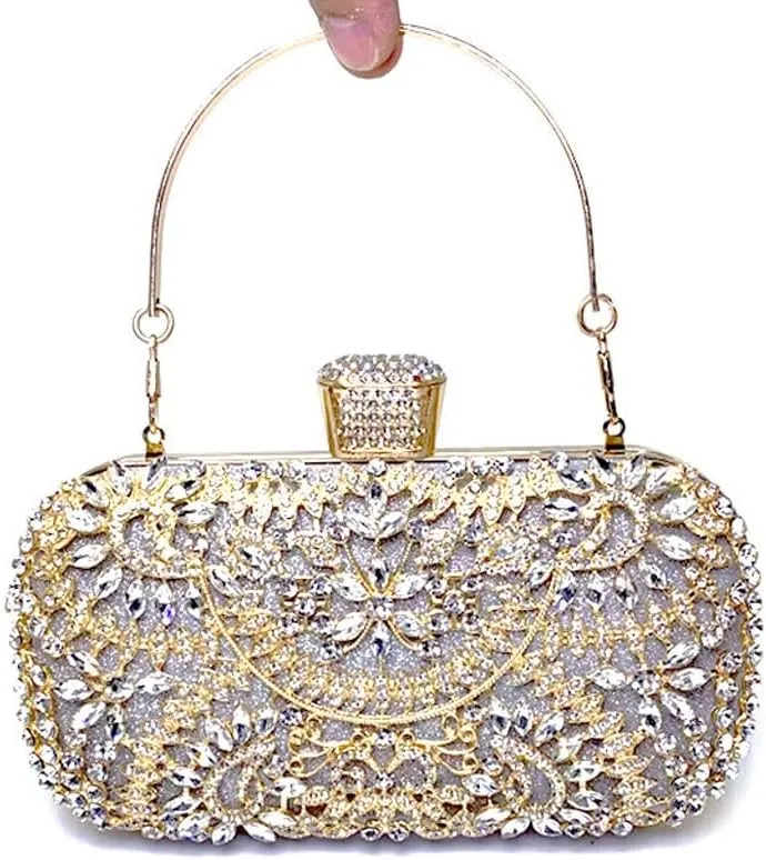 Evening Clutch Bag for Women Wedding Golden Clutch Purse Chain Shoulder Bag Small Party Handbag