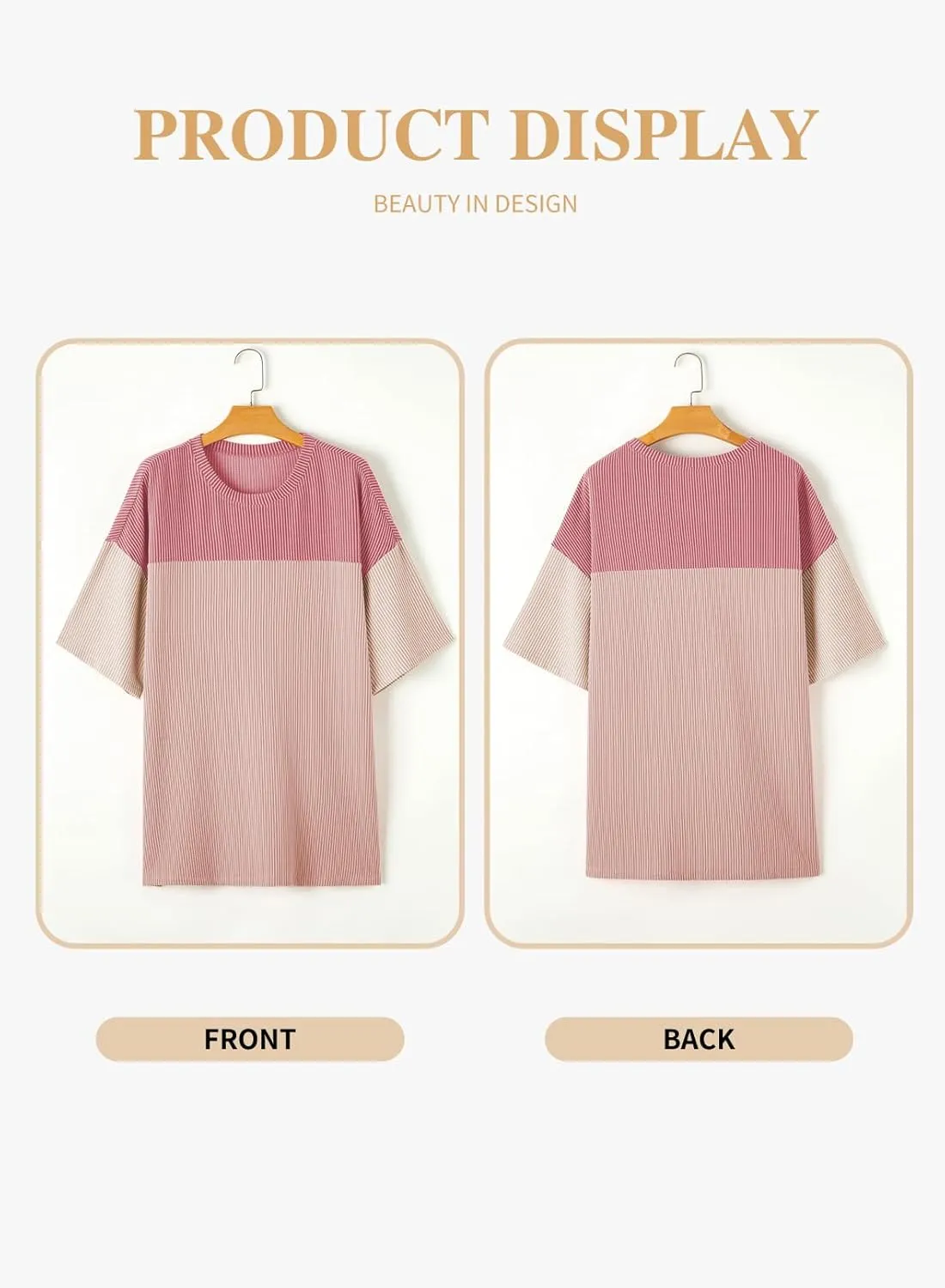 Eytino Womens Plus Size Tunic Tops Crewneck Short Sleeve Color Block Pullover Shirts (1X-5X)