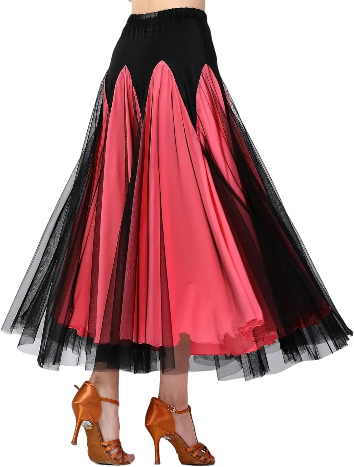 Female Ballroom Swing Skirt - Modern Dance Performance Skirt with Gradient Color, Long