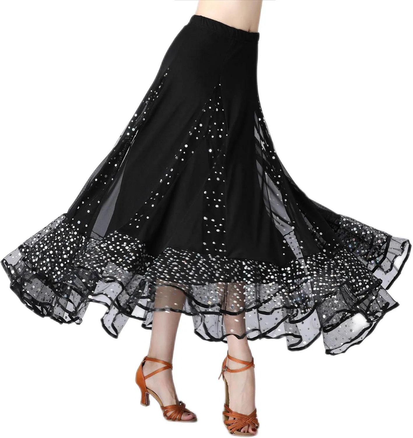 Female Ballroom Swing Skirt - Modern Dance Performance Skirt with Gradient Color, Long