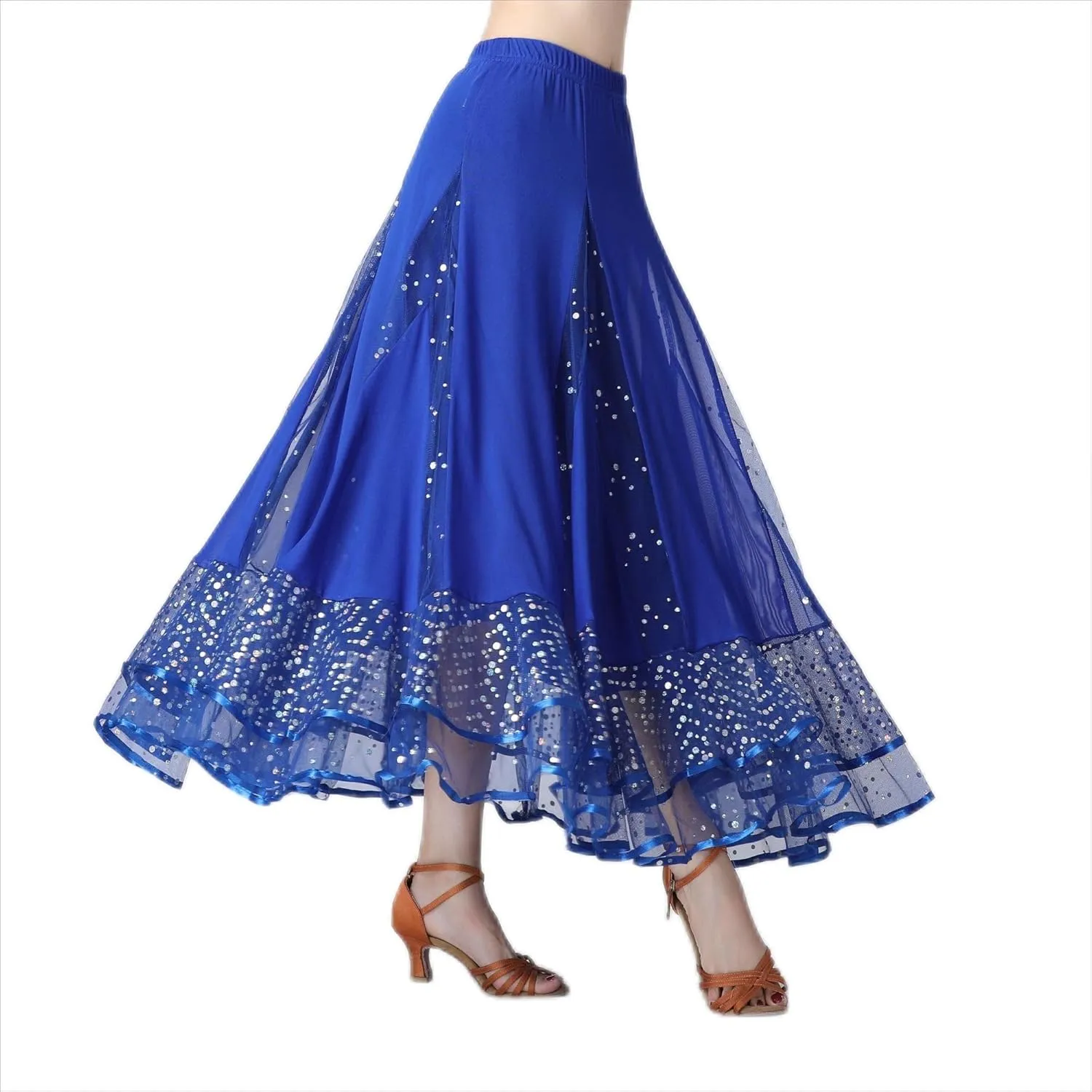 Female Ballroom Swing Skirt - Modern Dance Performance Skirt with Gradient Color, Long