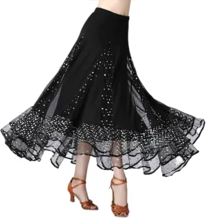 Female Ballroom Swing Skirt - Modern Dance Performance Skirt with Gradient Color, Long
