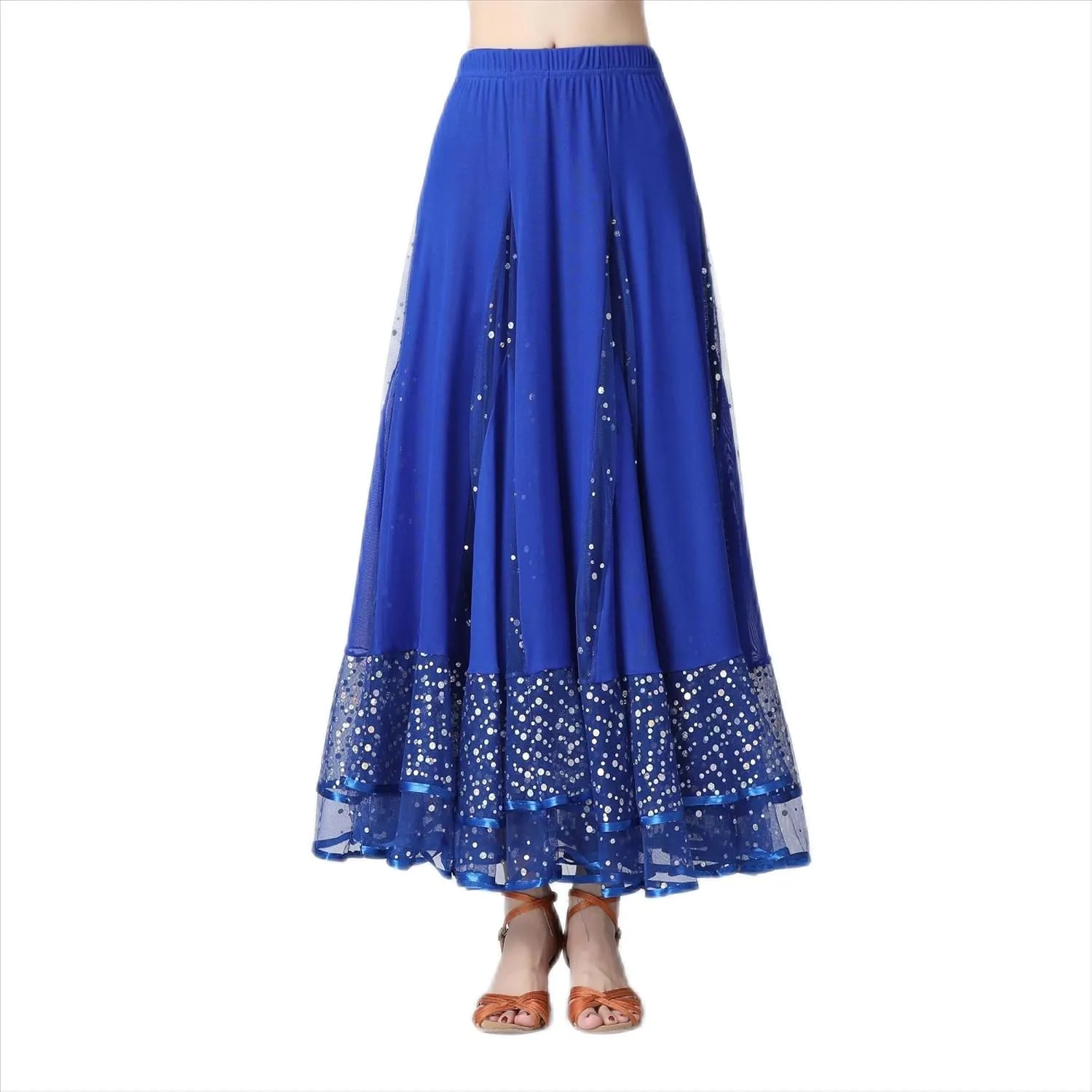 Female Ballroom Swing Skirt - Modern Dance Performance Skirt with Gradient Color, Long