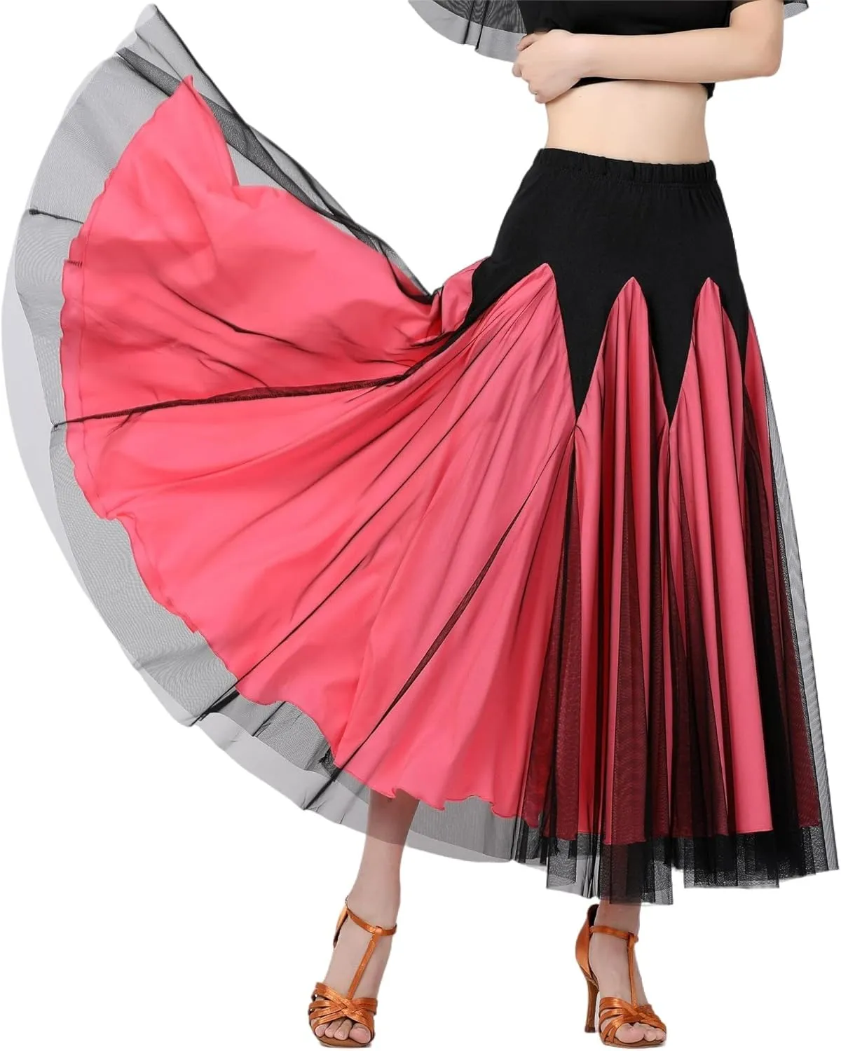 Female Ballroom Swing Skirt - Modern Dance Performance Skirt with Gradient Color, Long
