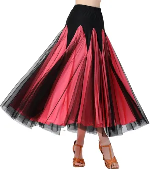 Female Ballroom Swing Skirt - Modern Dance Performance Skirt with Gradient Color, Long