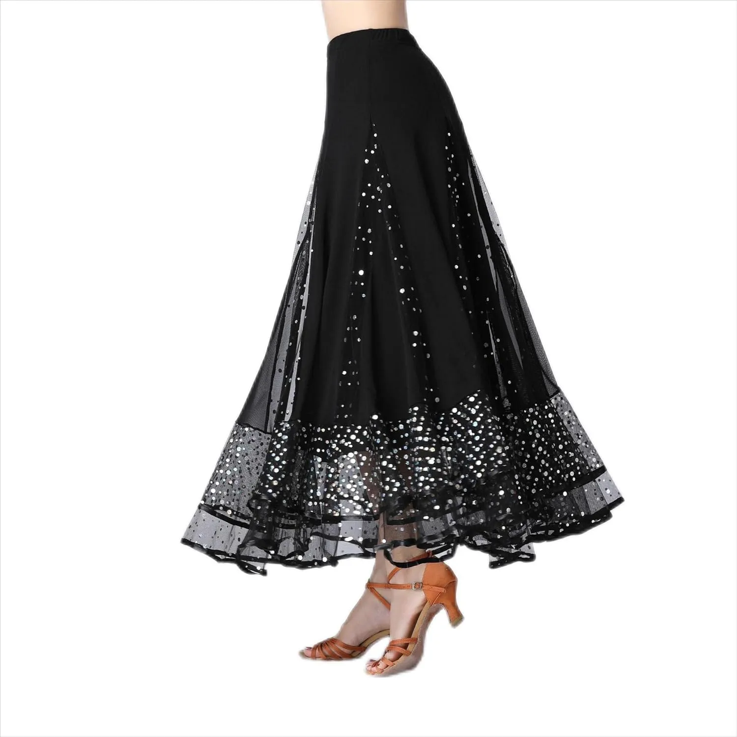 Female Ballroom Swing Skirt - Modern Dance Performance Skirt with Gradient Color, Long