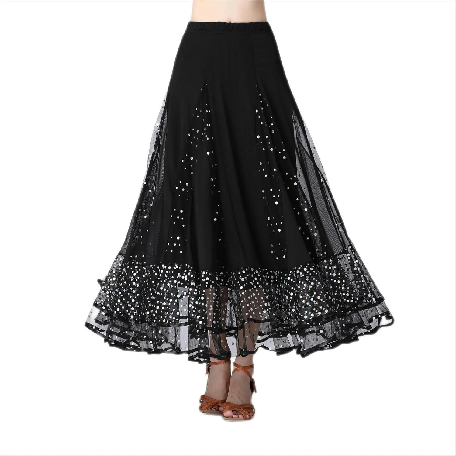 Female Ballroom Swing Skirt - Modern Dance Performance Skirt with Gradient Color, Long