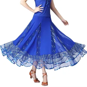 Female Ballroom Swing Skirt - Modern Dance Performance Skirt with Gradient Color, Long