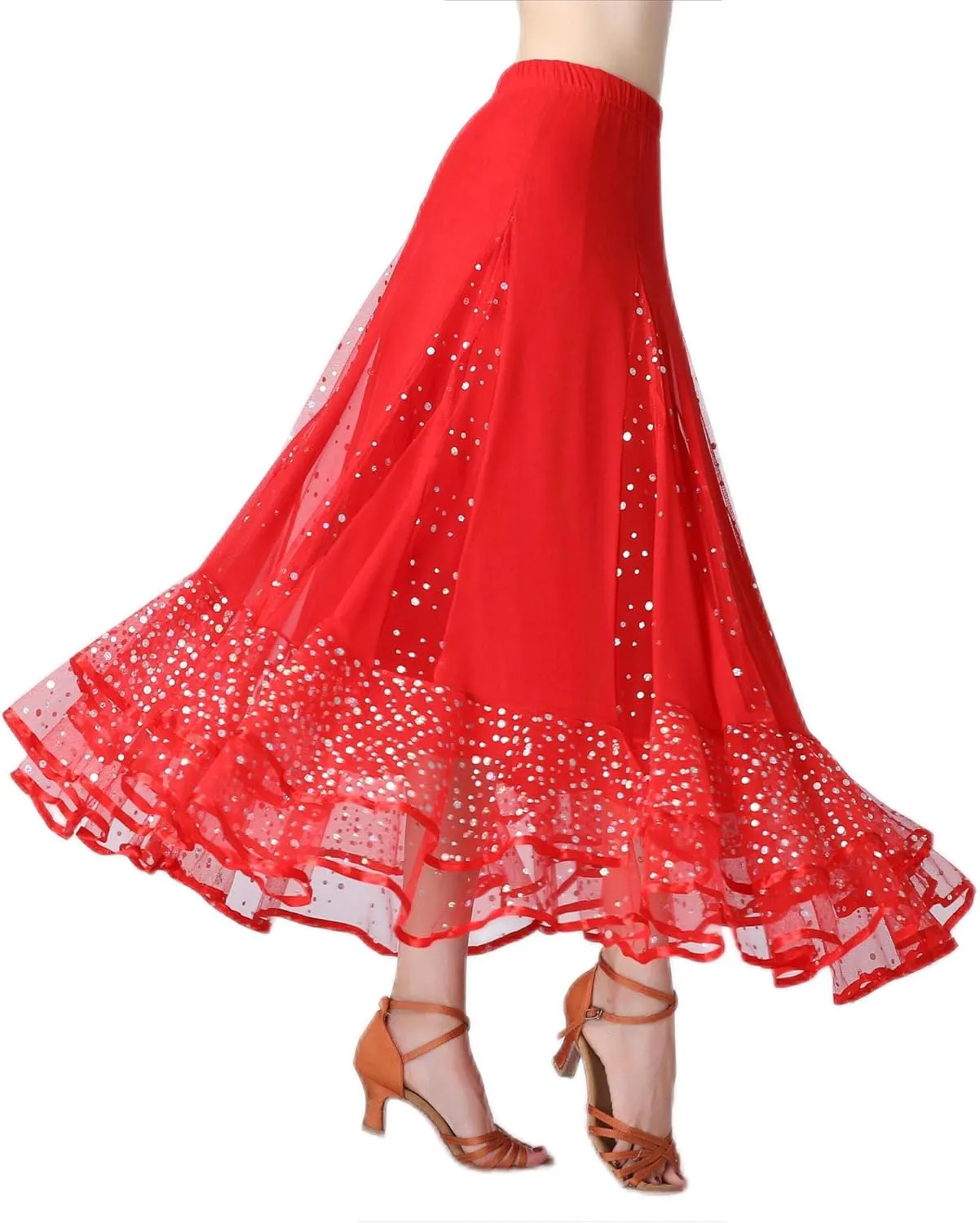 Female Ballroom Swing Skirt - Modern Dance Performance Skirt with Gradient Color, Long
