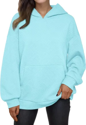 FEOYA Womens Oversized Hoodies Basic Hooded Sweatshirts Casual Long Sleeve Pullover Top with Hood Fall Winter