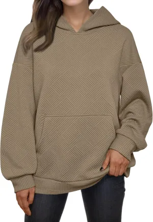 FEOYA Womens Oversized Hoodies Basic Hooded Sweatshirts Casual Long Sleeve Pullover Top with Hood Fall Winter