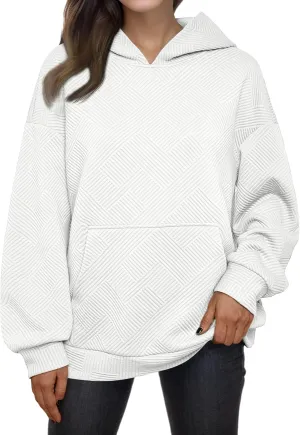 FEOYA Womens Oversized Hoodies Basic Hooded Sweatshirts Casual Long Sleeve Pullover Top with Hood Fall Winter