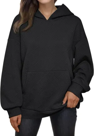 FEOYA Womens Oversized Hoodies Basic Hooded Sweatshirts Casual Long Sleeve Pullover Top with Hood Fall Winter