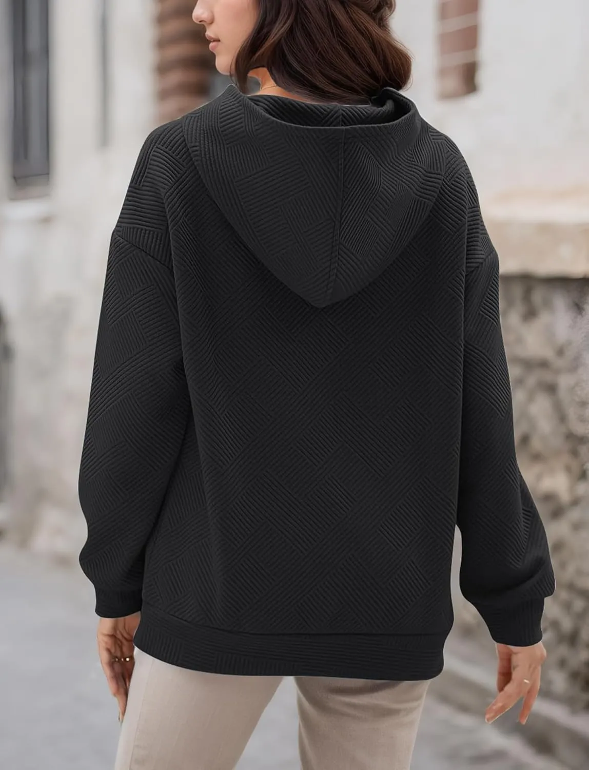 FEOYA Womens Oversized Hoodies Basic Hooded Sweatshirts Casual Long Sleeve Pullover Top with Hood Fall Winter