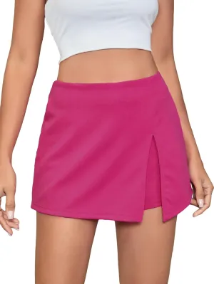 Floerns Women's Casual Asymmetrical High Waisted Bodycon Pencil Skirt Shorts