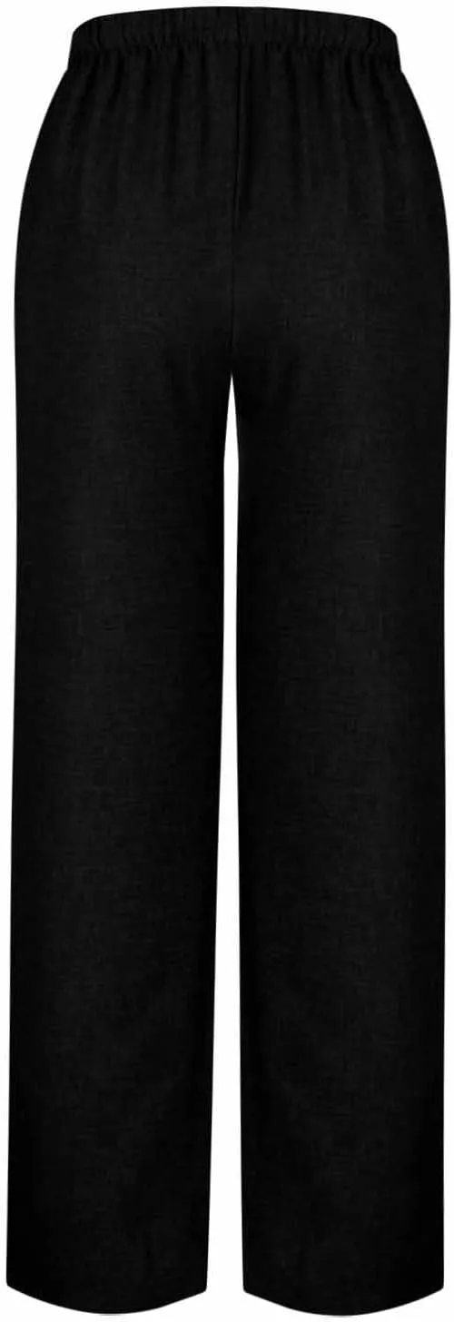 Flowy Summer Pants for Women Casual Cotton Linen Pants Side Drawstring High Waisted Wide Leg Trousers with Pockets