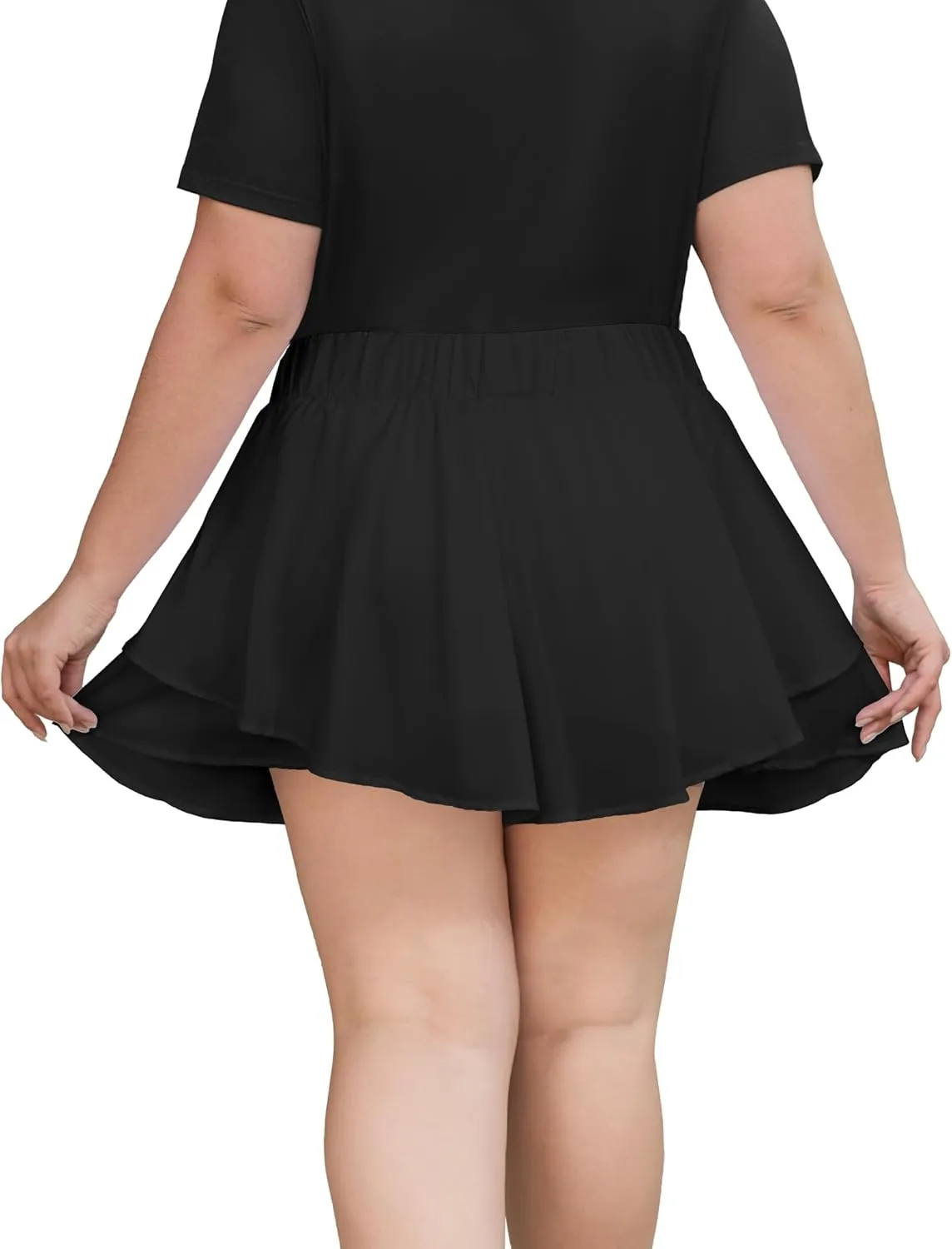 FOREYOND Plus Size Skirt for Curvy Women Pleated Flowy Tennis Skirts with Shorts High Waisted Golf Skorts Workout