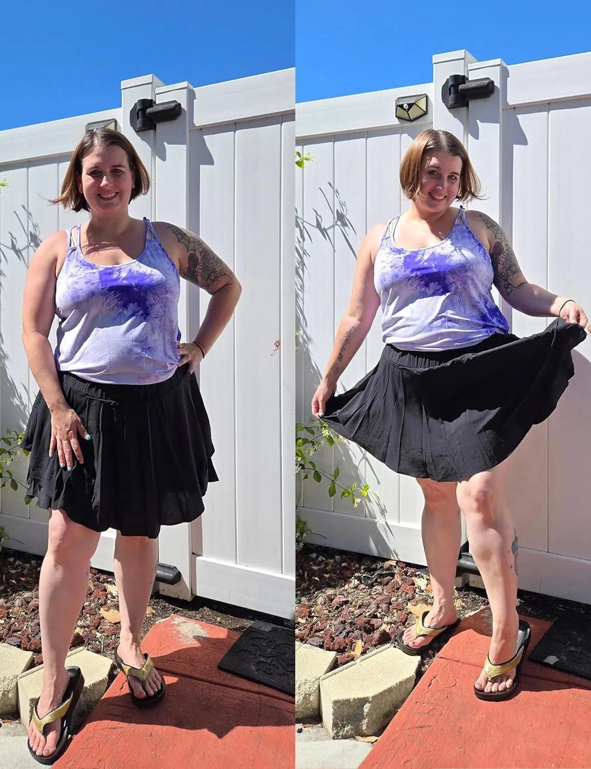 FOREYOND Plus Size Skirt for Curvy Women Pleated Flowy Tennis Skirts with Shorts High Waisted Golf Skorts Workout