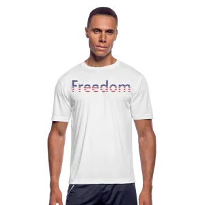 Freedom Patriotic Word Art Mens Moisture Wicking Performance T-Shirt