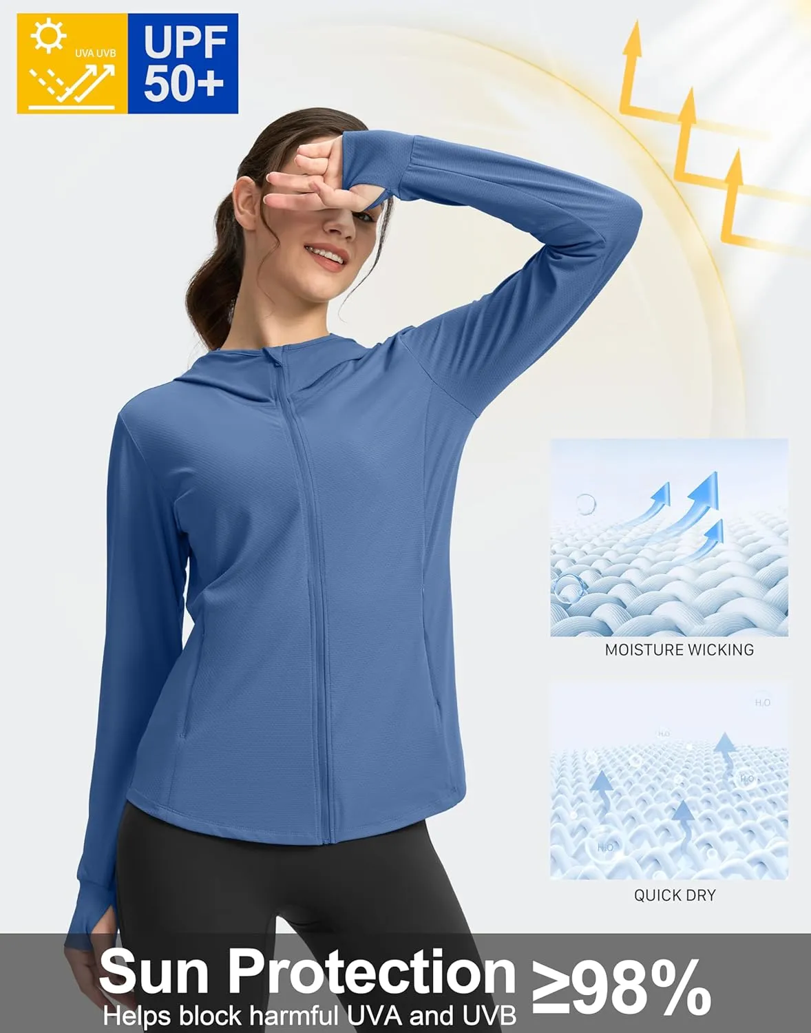 G Gradual Women's Sun Protection Jacket UPF 50  Lightweight Long Sleeve UV Shirt Summer Hoodie for Women Hiking