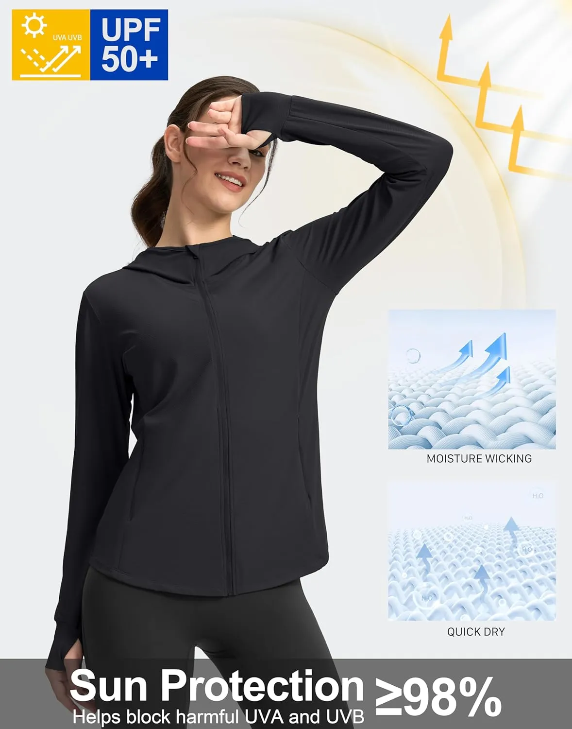 G Gradual Women's Sun Protection Jacket UPF 50  Lightweight Long Sleeve UV Shirt Summer Hoodie for Women Hiking