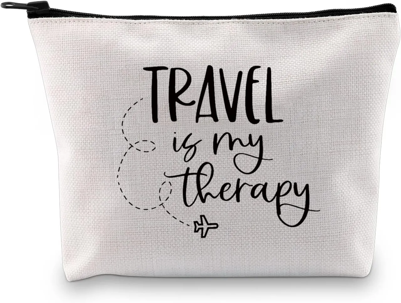 G2TUP Travel Lover Gift - Adventure Lover Zipper Cosmetic Bag (Travel Is My Therapy White Bag)