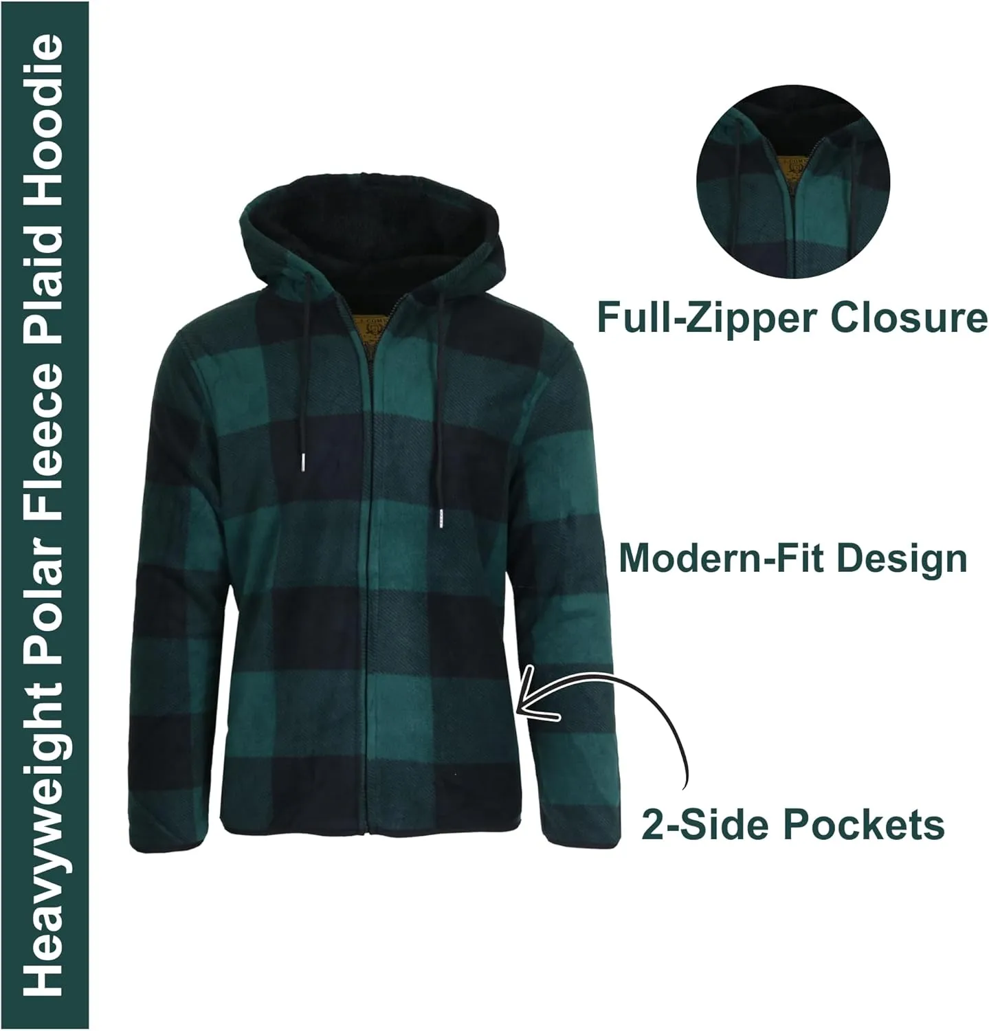 Galaxy by Harvic Mens Modern & Regular Fit Heavyweight Sherpa Fleece Lined Hoodie (S-2XL)