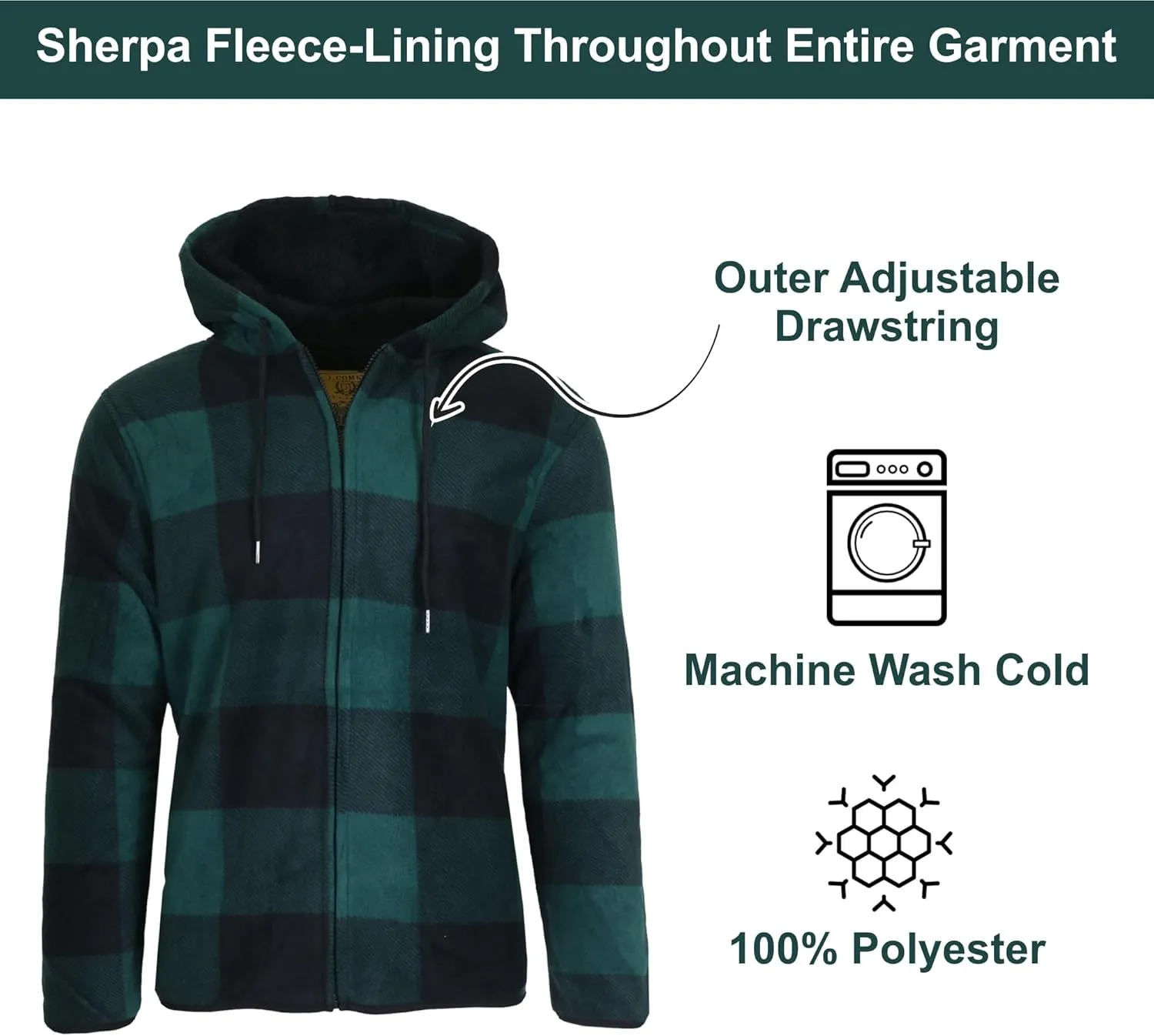 Galaxy by Harvic Mens Modern & Regular Fit Heavyweight Sherpa Fleece Lined Hoodie (S-2XL)
