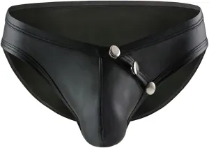 Gogobear Men's Faux Leather Underwear Sexy Cut Out Erotic Clubwear Pouch Shorts Pants Lingerie