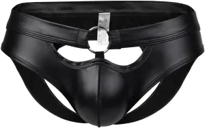 Gogobear Men's Faux Leather Underwear Sexy Cut Out Erotic Clubwear Pouch Shorts Pants Lingerie