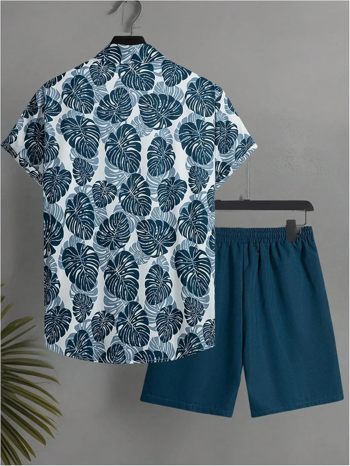 GORGLITTER Men's Hawaiian Matching Set Summer Beach 2 Piece Outfits Flower Button Down Shirts and Shorts Set
