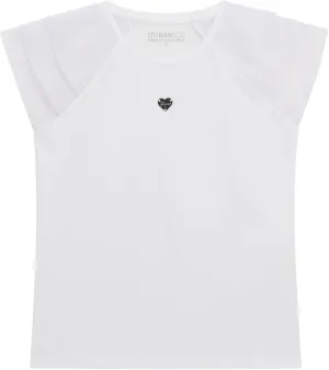 GUESS Girls' Short Sleeve T-Shirt with Chiffon Detail