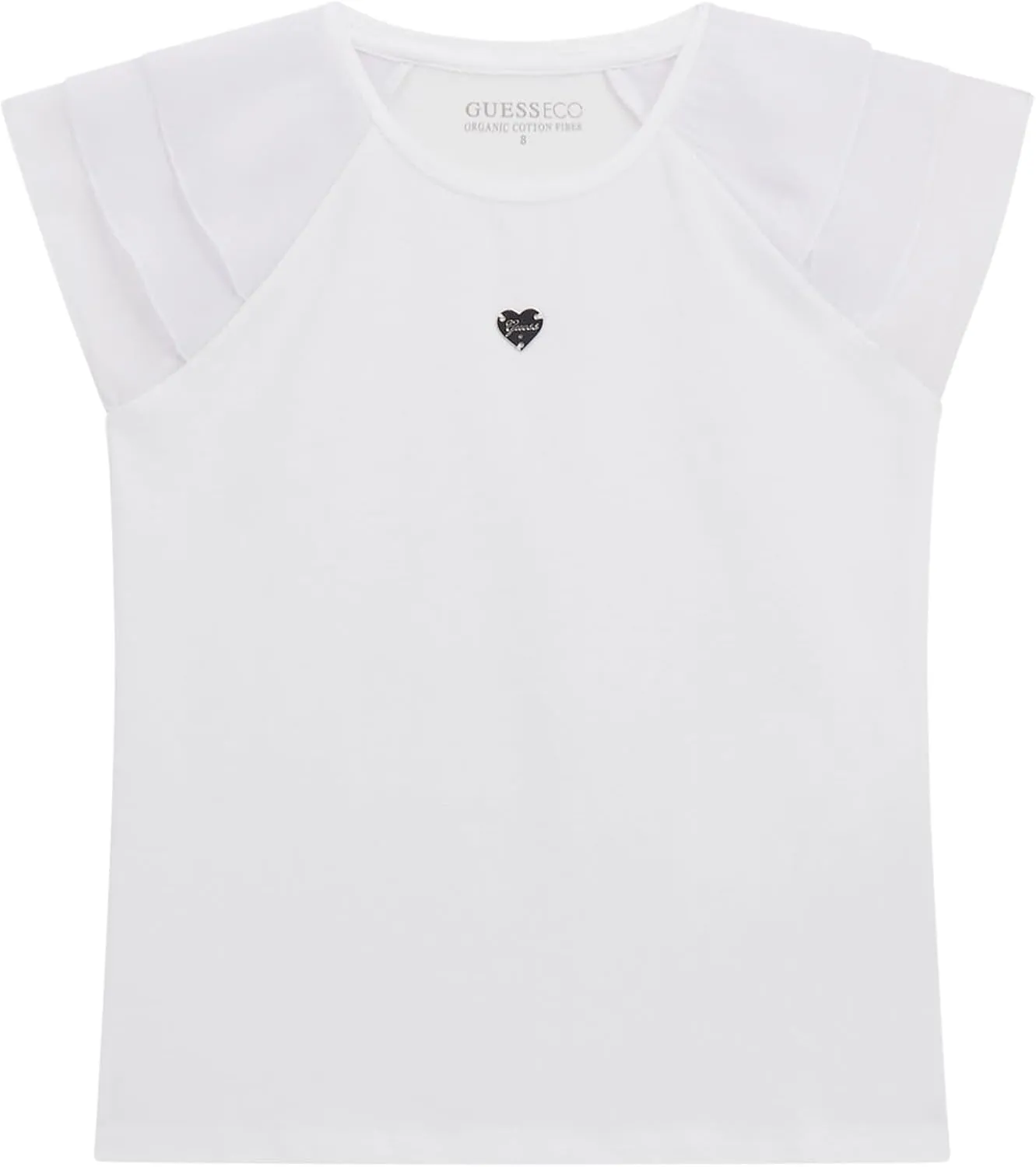 GUESS Girls' Short Sleeve T-Shirt with Chiffon Detail