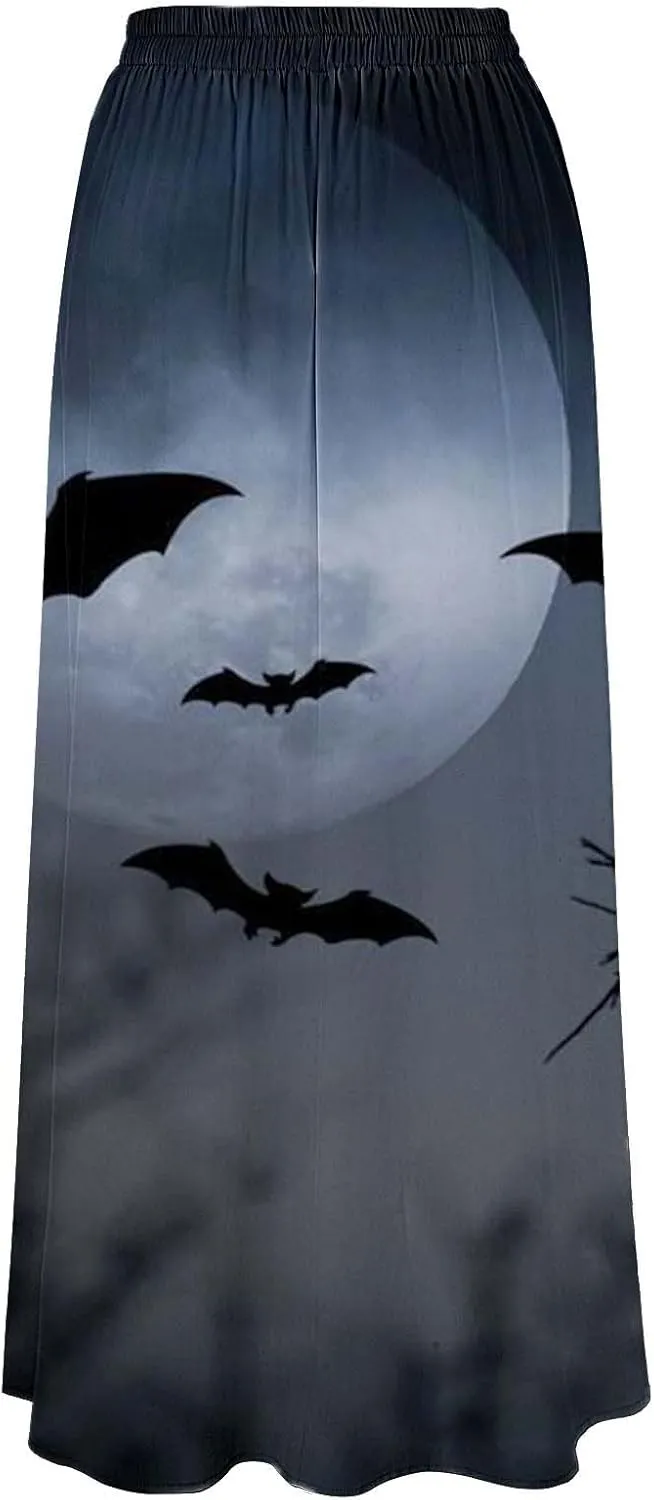 Halloween Skirts Skirt High Waist Party Beach Pocket Long Maxi Skirt Puffy Skirt Women Black Tutu Skirt Halloween