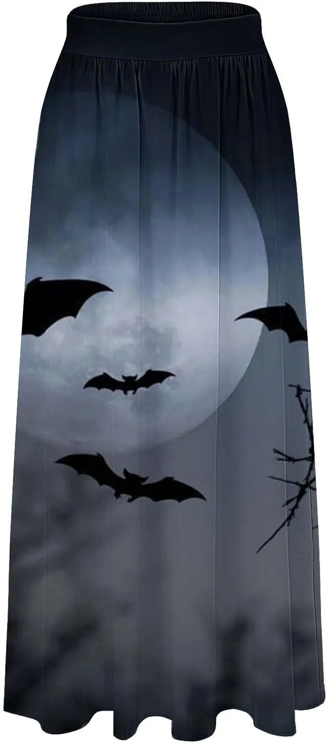 Halloween Skirts Skirt High Waist Party Beach Pocket Long Maxi Skirt Puffy Skirt Women Black Tutu Skirt Halloween
