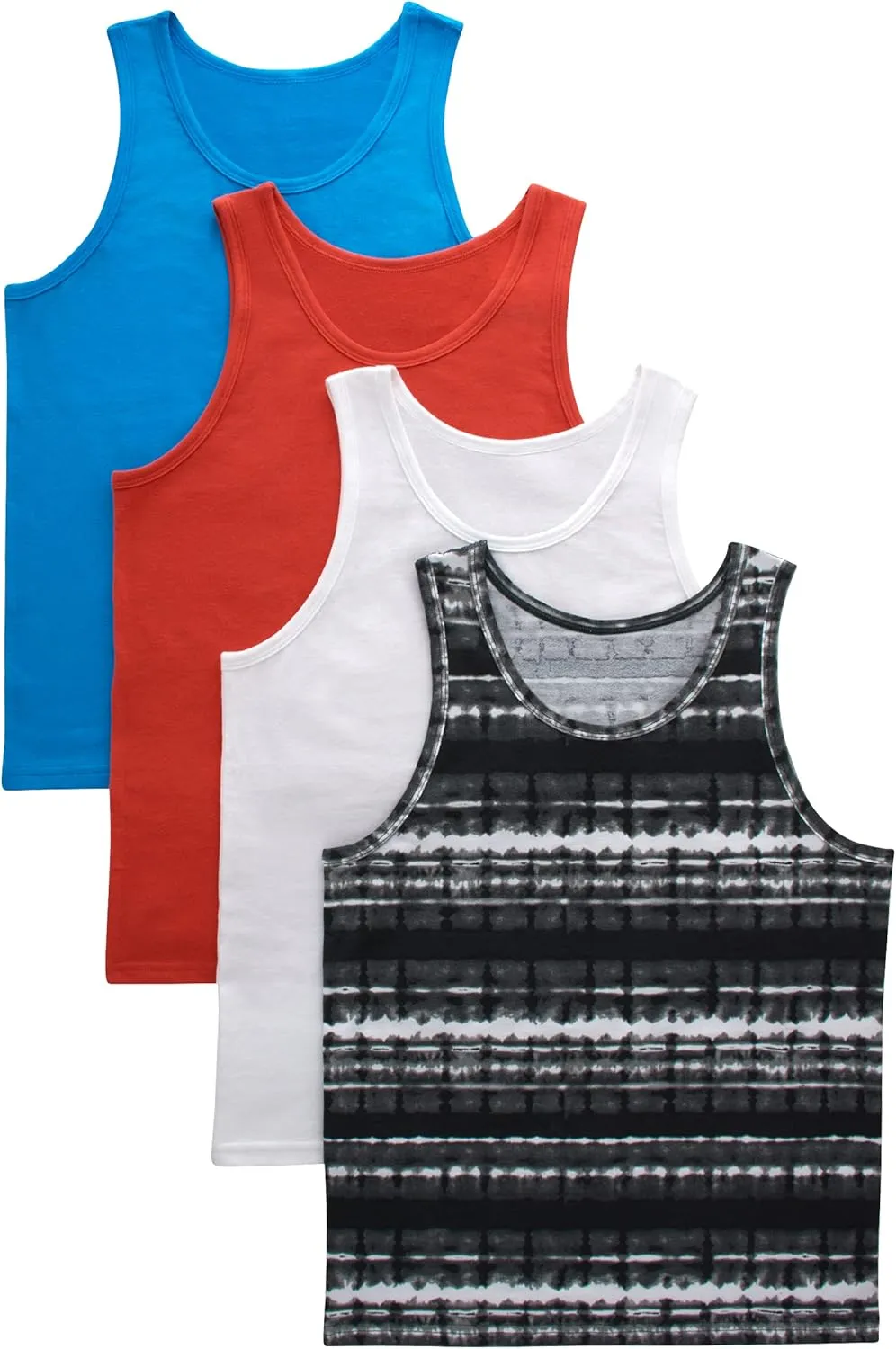 Hanes Boys' Tank Undershirts, Moisture Wicking Cotton Stretch, Assorted 4-Pack