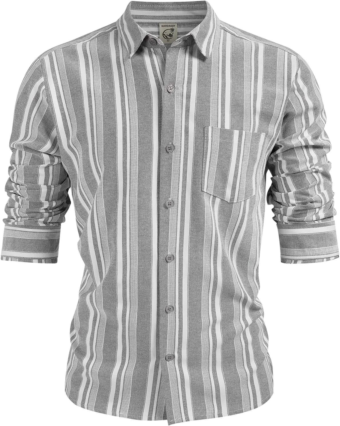 Hardaddy Men's Vertical Striped Dress Shirt Cotton Stripe Button Down Shirt Long Sleeve for Men with Pocket