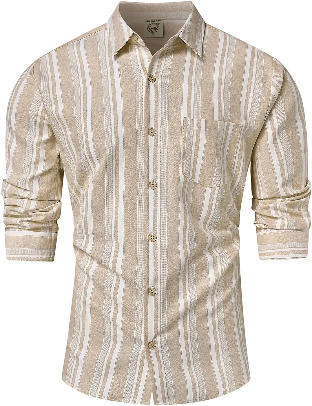 Hardaddy Men's Vertical Striped Dress Shirt Cotton Stripe Button Down Shirt Long Sleeve for Men with Pocket