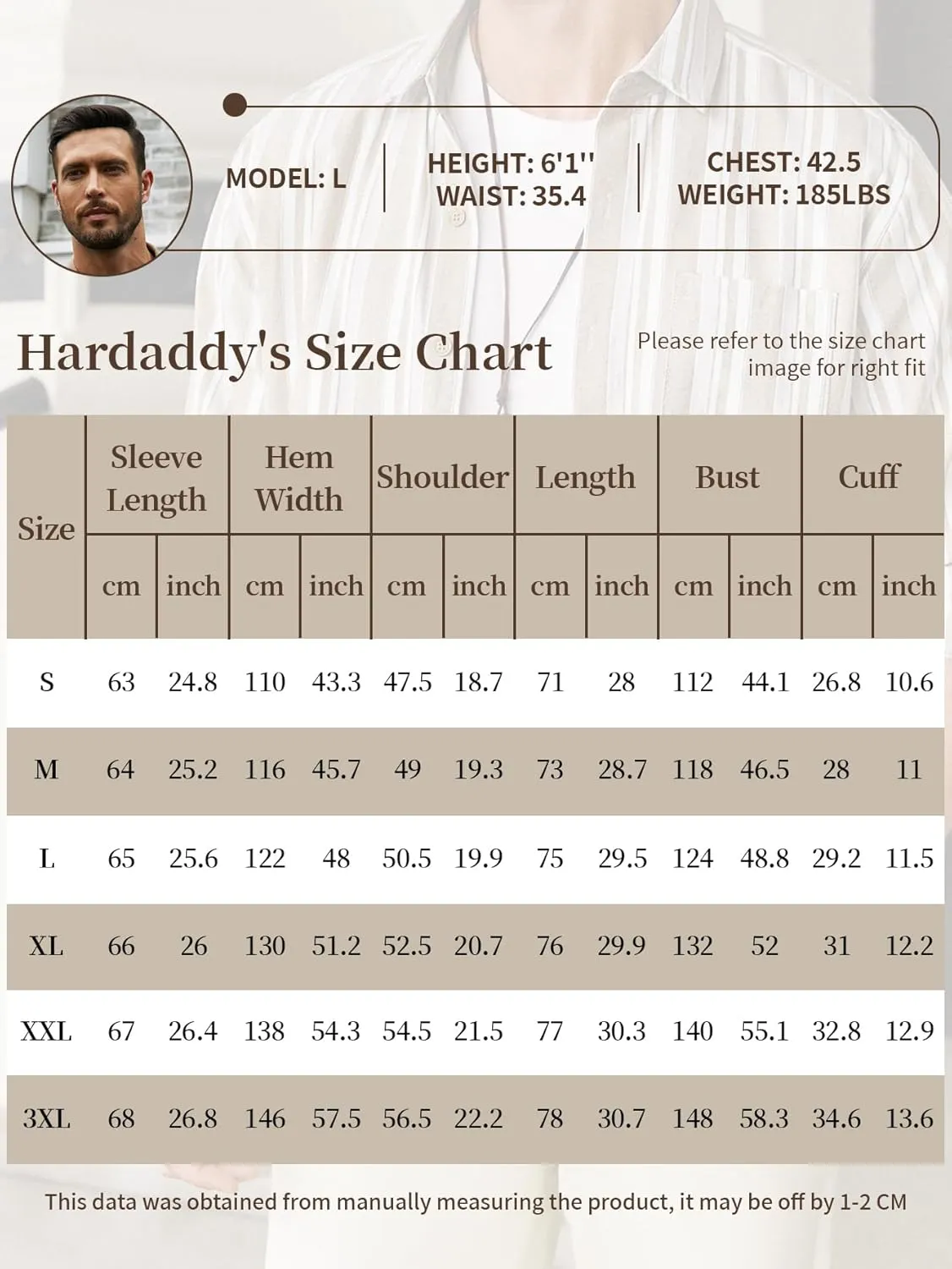 Hardaddy Men's Vertical Striped Dress Shirt Cotton Stripe Button Down Shirt Long Sleeve for Men with Pocket