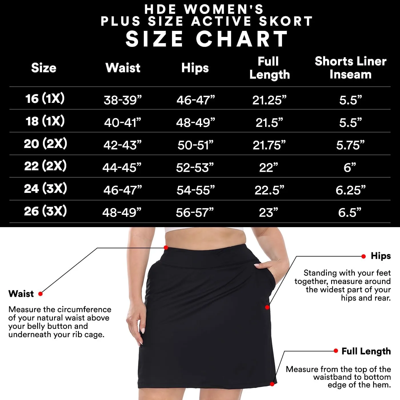 HDE Womens Plus Size Athletic Skort Golf Tennis Skirt with Bike Shorts & Pockets