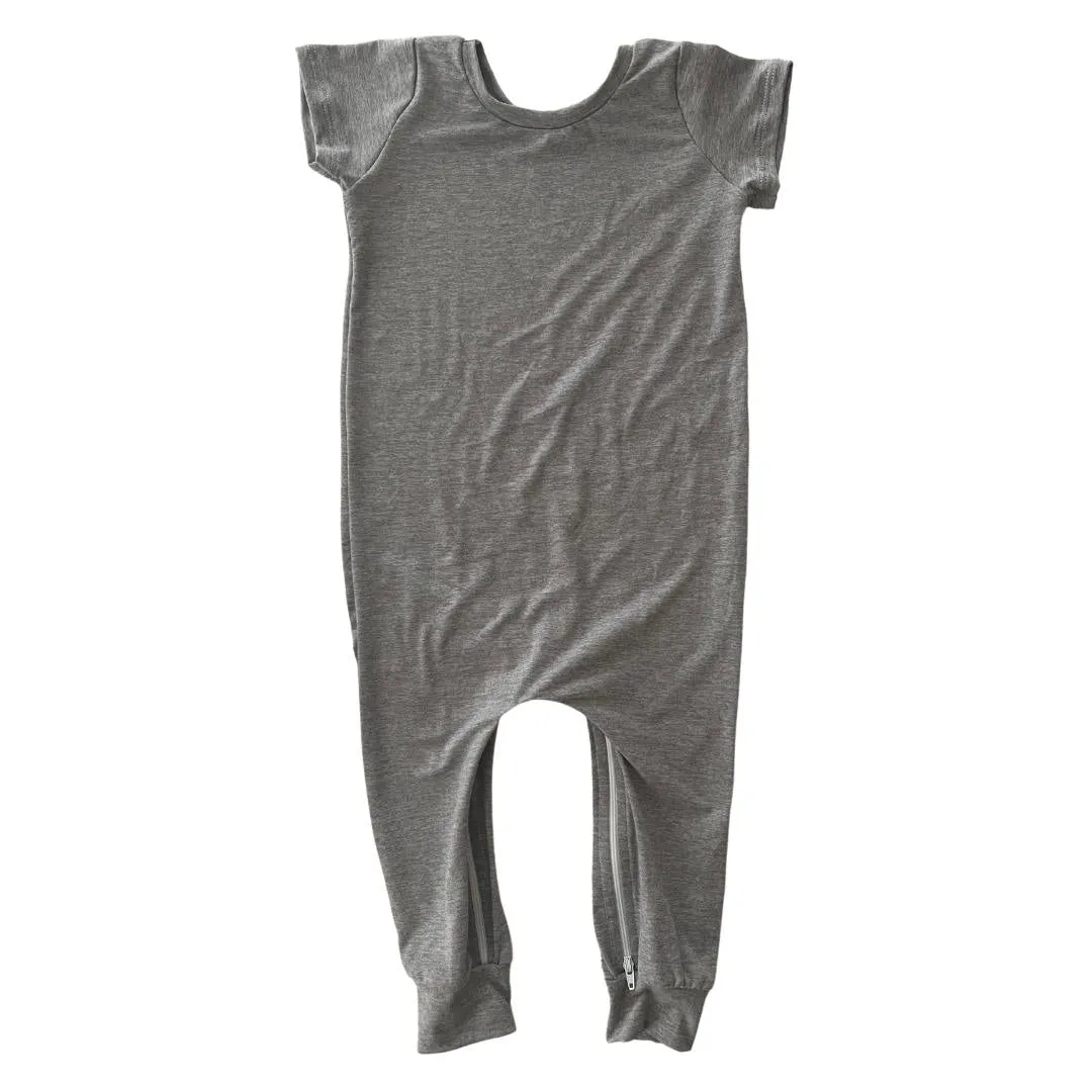 Heathered Grey Zip Romper