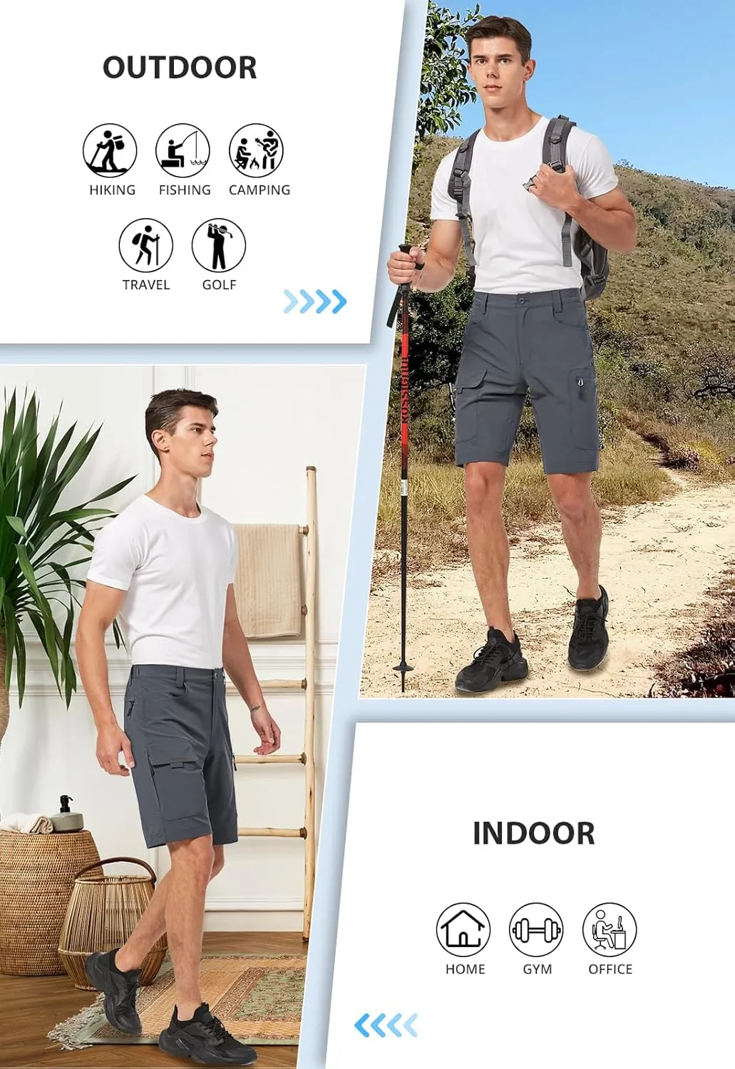 Hiauspor Men's Hiking Cargo Shorts 9"/10" Quick Dry Lightweight Waterproof for Golf Tactical Fishing Casual with 6 Pockets