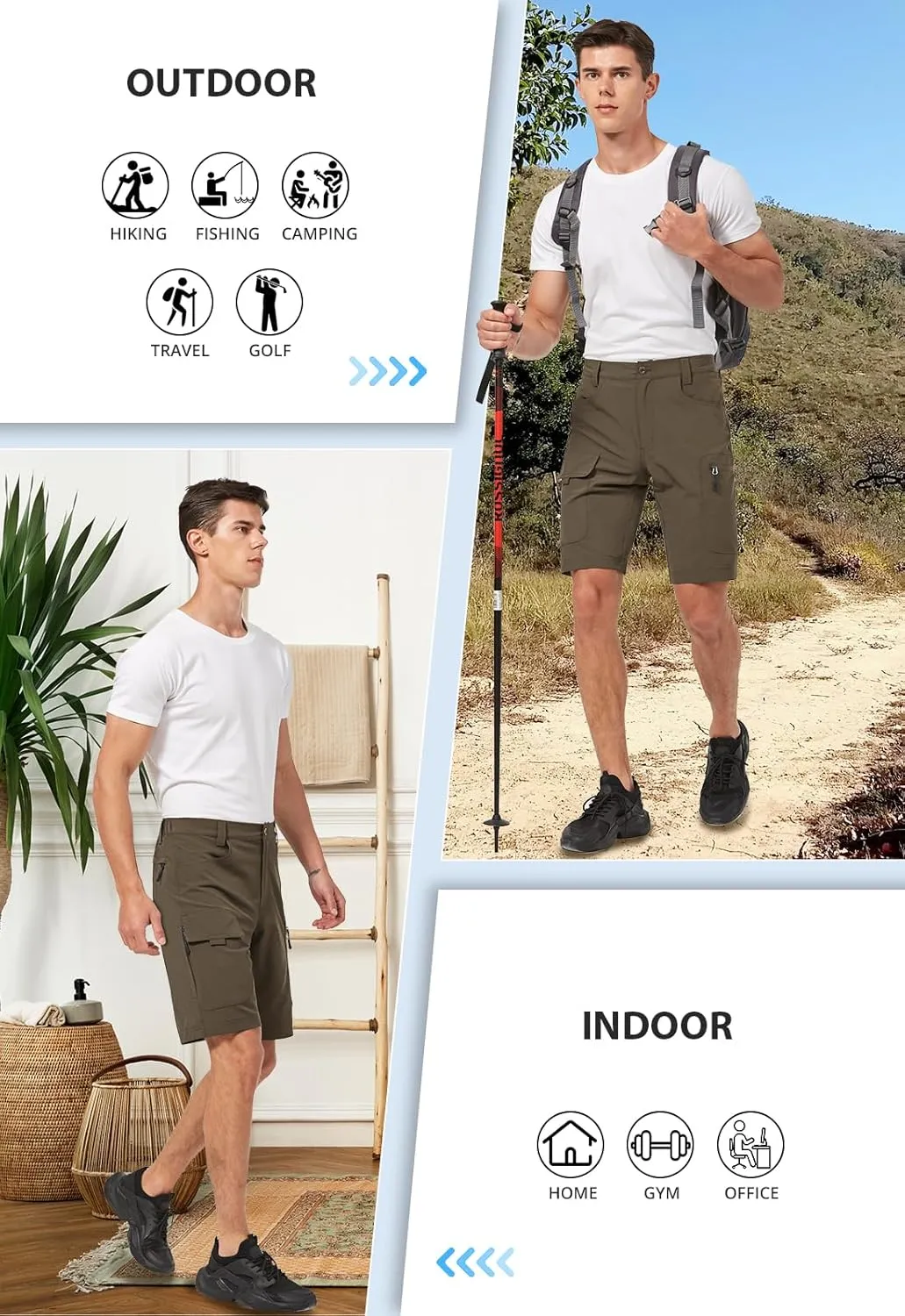 Hiauspor Men's Hiking Cargo Shorts 9"/10" Quick Dry Lightweight Waterproof for Golf Tactical Fishing Casual with 6 Pockets