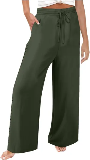 High Waisted Linen Pants for Women Straight Wide Leg Linen Pants for Women Dressy Flowy Beach Pants Trousers