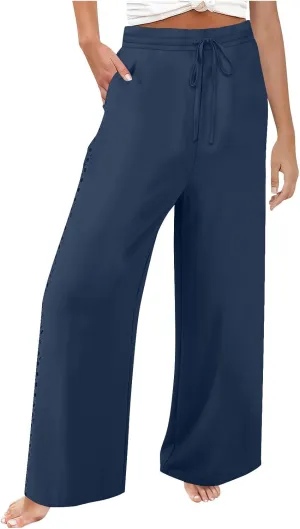 High Waisted Linen Pants for Women Straight Wide Leg Linen Pants for Women Dressy Flowy Beach Pants Trousers