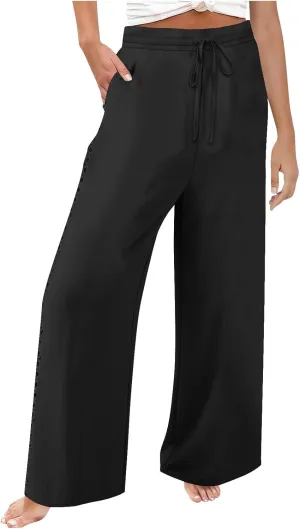 High Waisted Linen Pants for Women Straight Wide Leg Linen Pants for Women Dressy Flowy Beach Pants Trousers