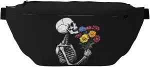 Hippie Floral Skull Belt Bag for Women Men,Mexico Ethnic Fanny Pack Waist Packs Chest Bag for Workout Running Travel Hiking Cycling Walking,Adjustable Strap (Black)