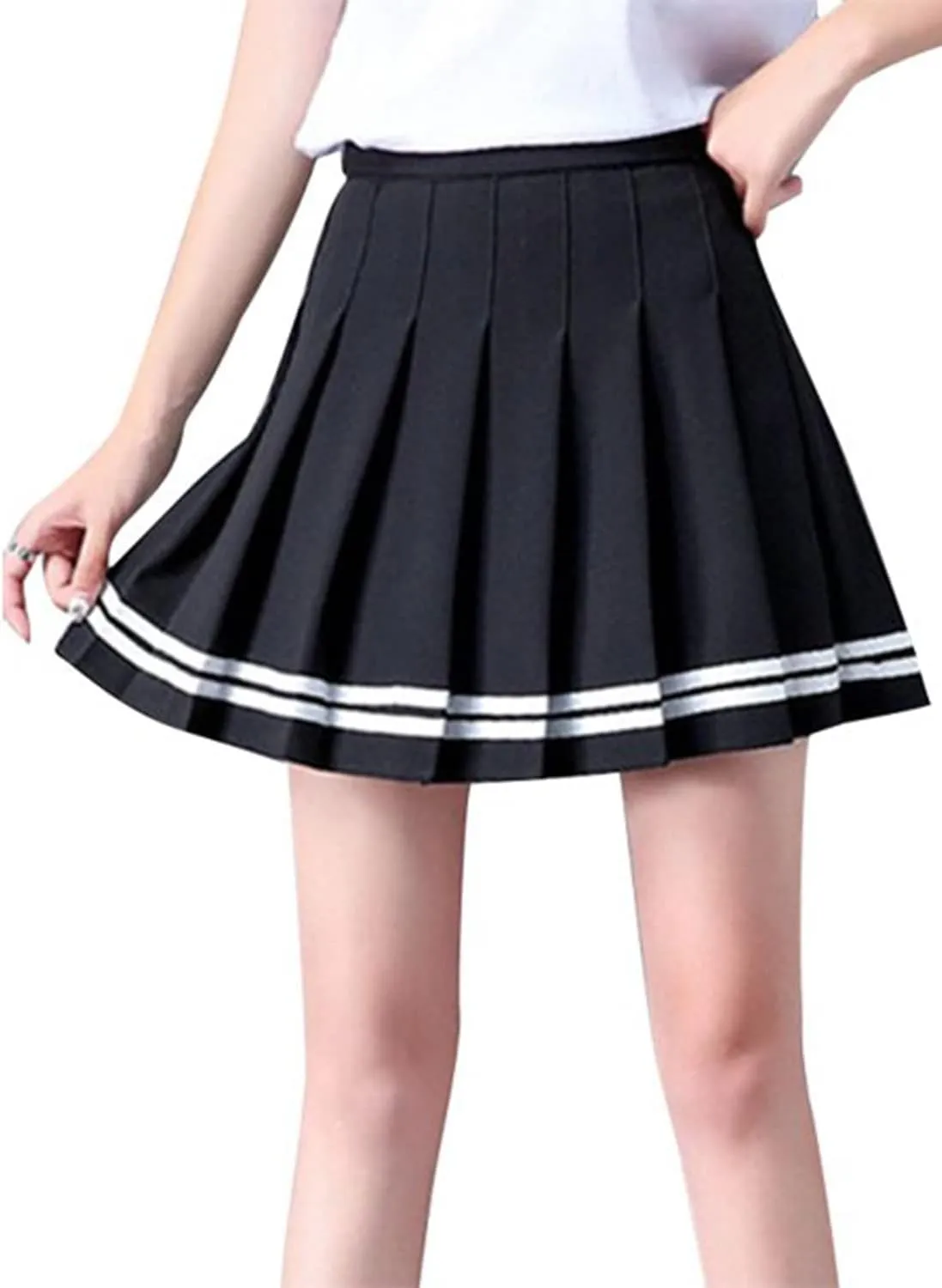 Hoerev Women Girls Short High Waist Pleated Skater Tennis Skirt